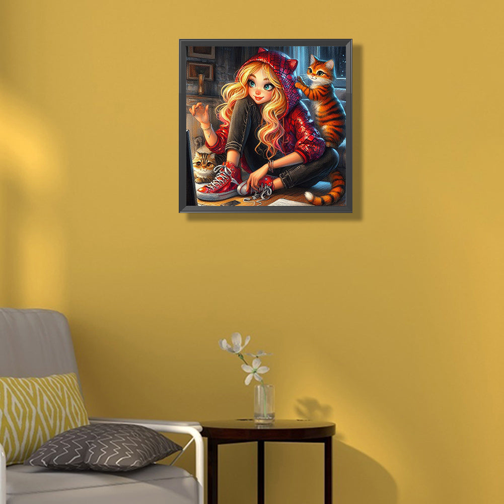 AB Diamond Painting - Full Round - modern fashion girl (40*40CM)
