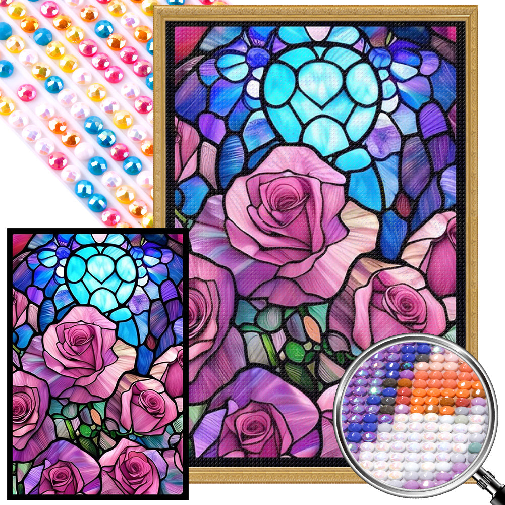 AB Diamond Painting - Full Round - rose glass art (40*60CM)