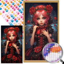 Load image into Gallery viewer, AB Diamond Painting - Full Round - red hair rose girl (40*70CM)
