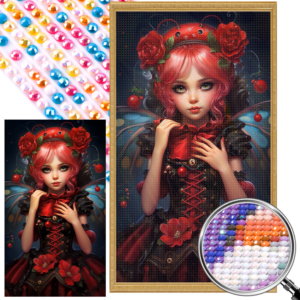 AB Diamond Painting - Full Round - red hair rose girl (40*70CM)