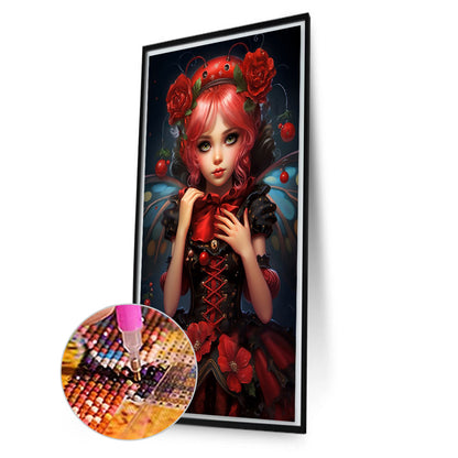 AB Diamond Painting - Full Round - red hair rose girl (40*70CM)