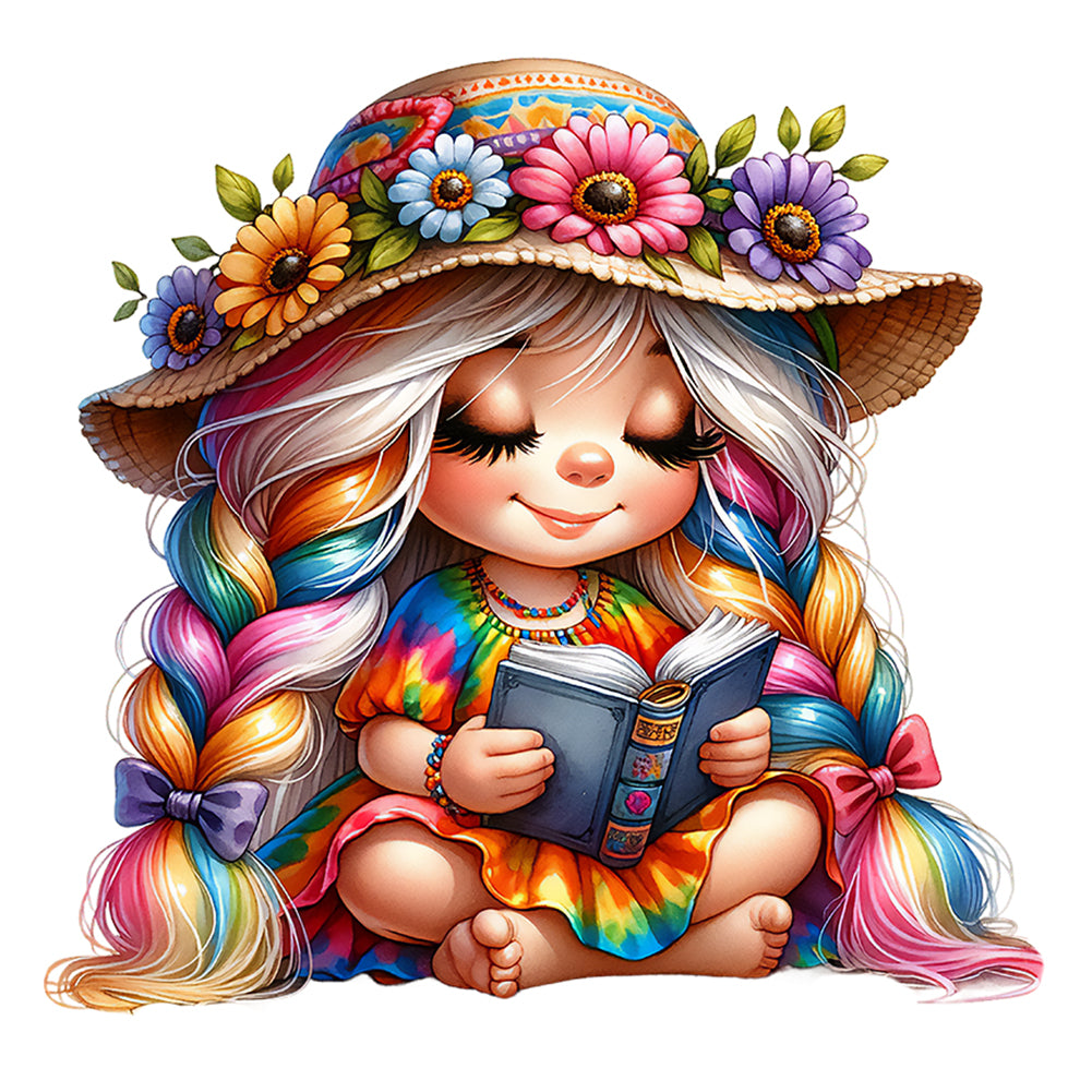Diamond Painting - Full Round - reading girl (30*30CM)
