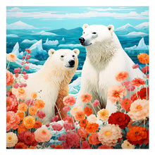 Load image into Gallery viewer, Diamond Painting - Full Round - polar bear and flowers (40*40CM)
