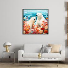 Load image into Gallery viewer, Diamond Painting - Full Round - polar bear and flowers (40*40CM)
