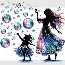 Load image into Gallery viewer, Diamond Painting - Partial Special Shaped - Mother and daughter with colorful bubbles (30*30CM)
