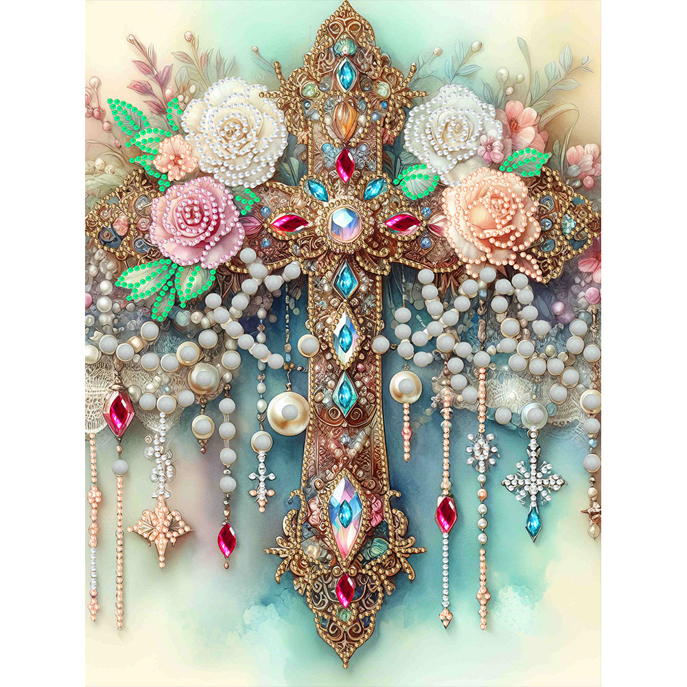 Diamond Painting - Partial Special Shaped - ornate cross (30*40CM)