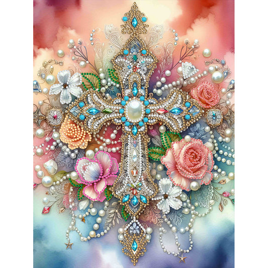 Diamond Painting - Partial Special Shaped - ornate cross (30*40CM)