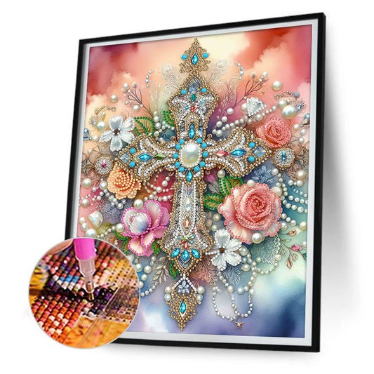 Diamond Painting - Partial Special Shaped - ornate cross (30*40CM)
