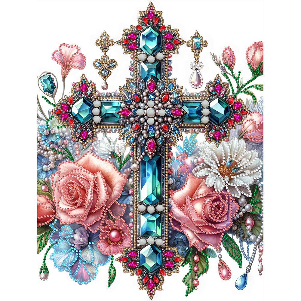 Diamond Painting - Partial Special Shaped - ornate cross (30*40CM)