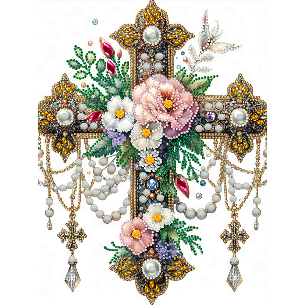 Diamond Painting - Partial Special Shaped - ornate cross (30*40CM)