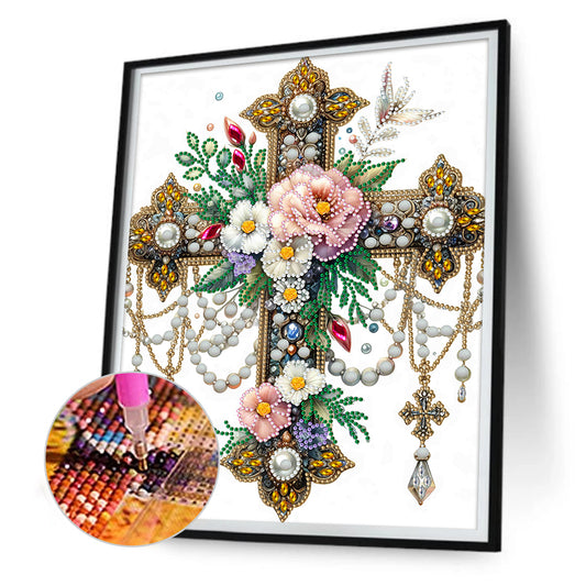 Diamond Painting - Partial Special Shaped - ornate cross (30*40CM)