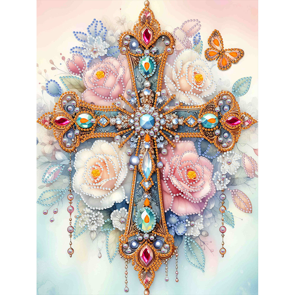 Diamond Painting - Partial Special Shaped - ornate cross (30*40CM)