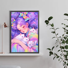 Load image into Gallery viewer, Diamond Painting - Full Round - Cat and Colorful Girl (40*60CM)
