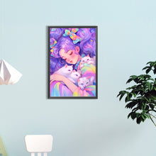 Load image into Gallery viewer, Diamond Painting - Full Round - Cat and Colorful Girl (40*60CM)
