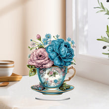 Load image into Gallery viewer, Acrylic Special Shaped Flower Cup Table Top Diamond Painting Ornament Kits Decor
