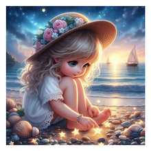 Load image into Gallery viewer, Diamond Painting - Full Round - little girl on the beach (30*30CM)
