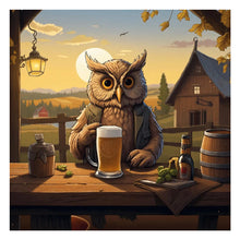Load image into Gallery viewer, Diamond Painting - Full Round - Owl drinking beer (30*30CM)
