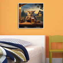 Load image into Gallery viewer, Diamond Painting - Full Round - Owl drinking beer (30*30CM)
