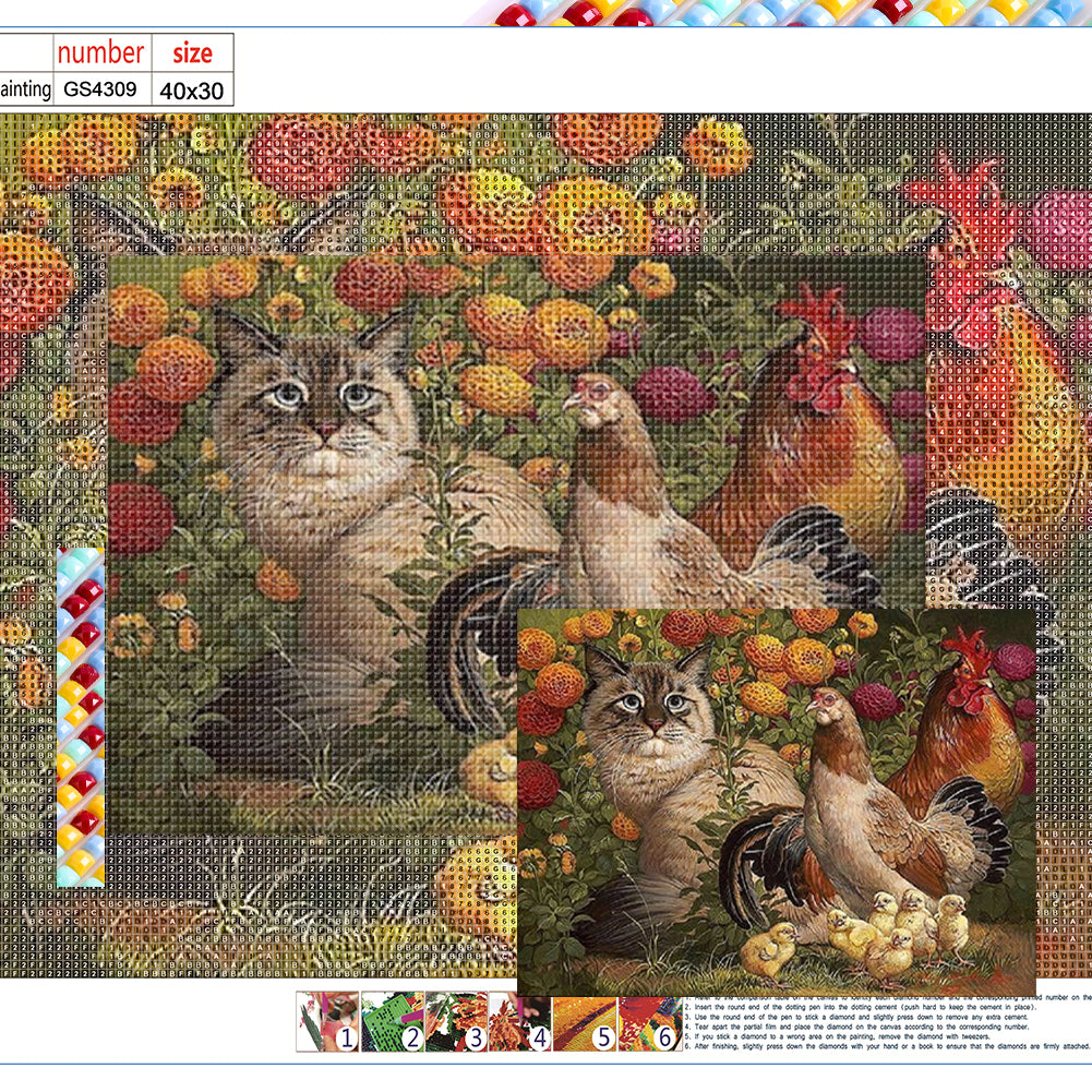 Diamond Painting - Full Square - kitten cock (40*30CM)
