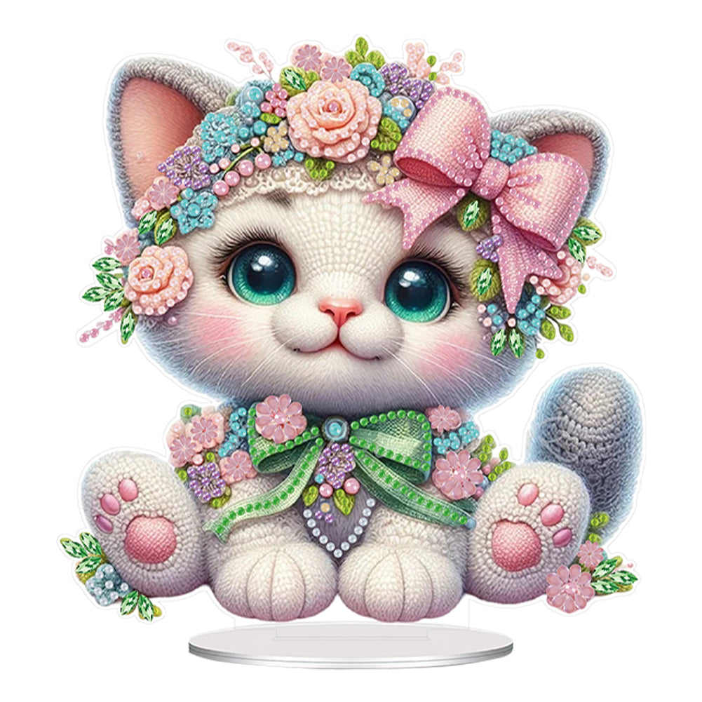 Acrylic Special Shaped Kitten 5D DIY Diamond Art Tabletop Decorations for Adults
