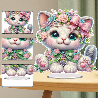 Acrylic Special Shaped Kitten 5D DIY Diamond Art Tabletop Decorations for Adults