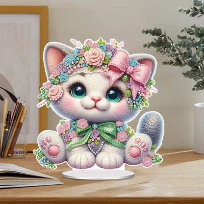 Acrylic Special Shaped Kitten 5D DIY Diamond Art Tabletop Decorations for Adults