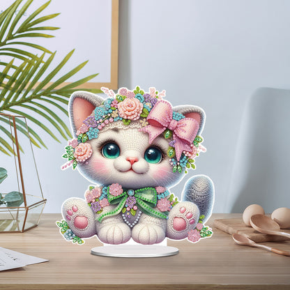 Acrylic Special Shaped Kitten 5D DIY Diamond Art Tabletop Decorations for Adults