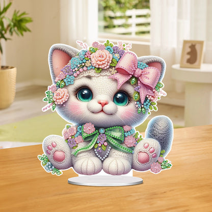 Acrylic Special Shaped Kitten 5D DIY Diamond Art Tabletop Decorations for Adults