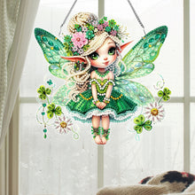 Load image into Gallery viewer, Spring Fairy Diamond Painting Hanging Pendant Home Windows Decor (Clover)
