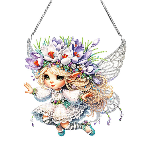 Spring Fairy Diamond Painting Hanging Pendant Home Windows Decor (Crocus)