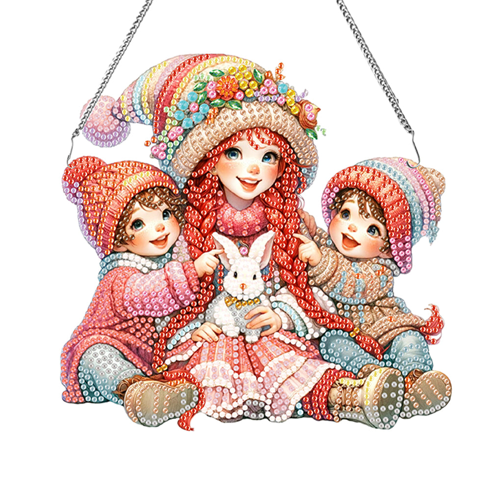 Mothers Day Gift Diamond Painting Hanging Pendant Home Windows Decor (Rabbit)