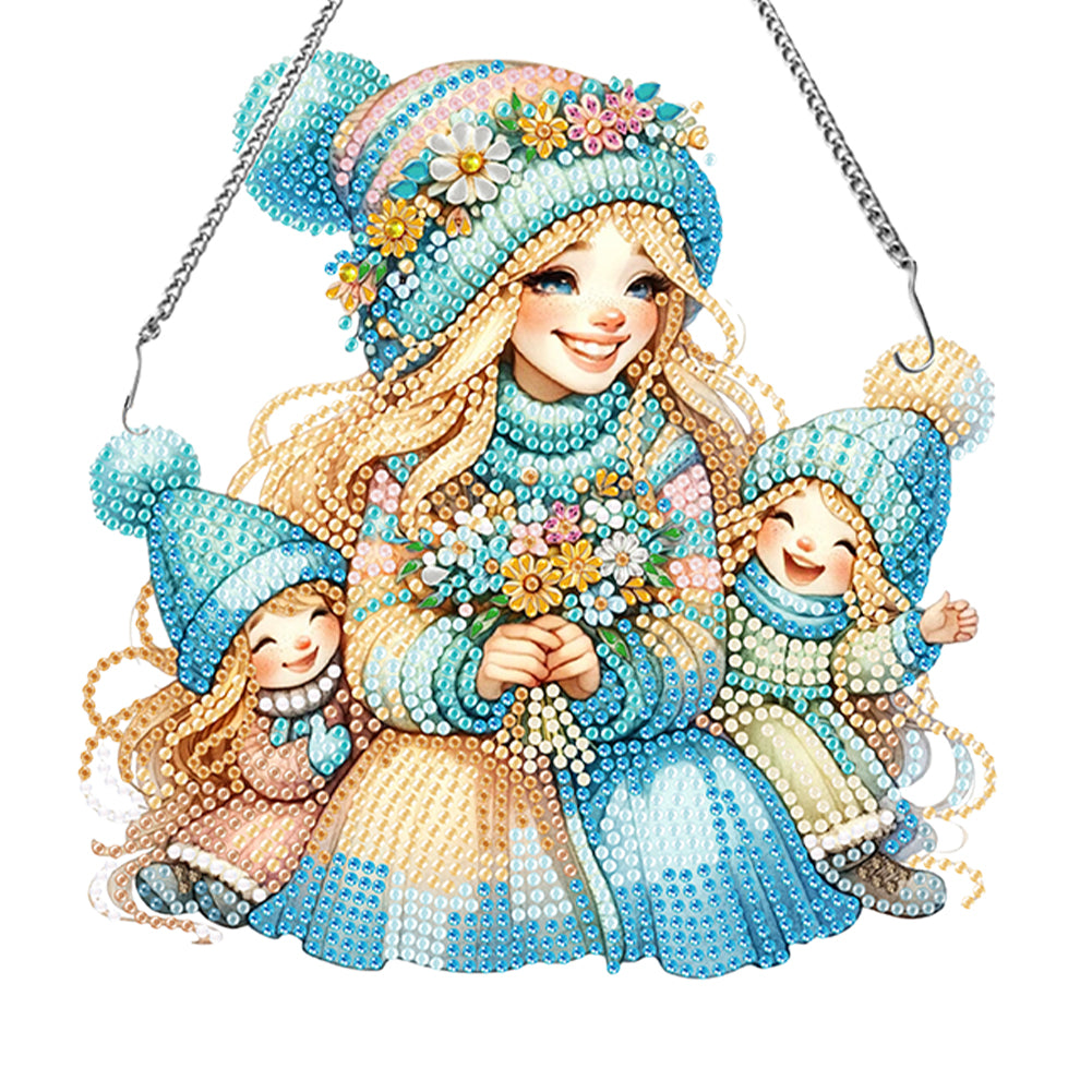 Mothers Day Gift Diamond Painting Hanging Pendant Home Windows Decor (Bouquet)