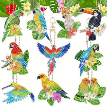Load image into Gallery viewer, 10Pcs Double Sided Parrot Diamond Painting Art Keychain Pendant DIY Crafts Decor
