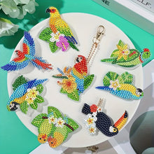 Load image into Gallery viewer, 10Pcs Double Sided Parrot Diamond Painting Art Keychain Pendant DIY Crafts Decor
