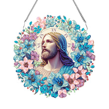 Load image into Gallery viewer, Acrylic Special Shaped Jesus Diamond Art Painting Wreath Hanging Sign Decoration
