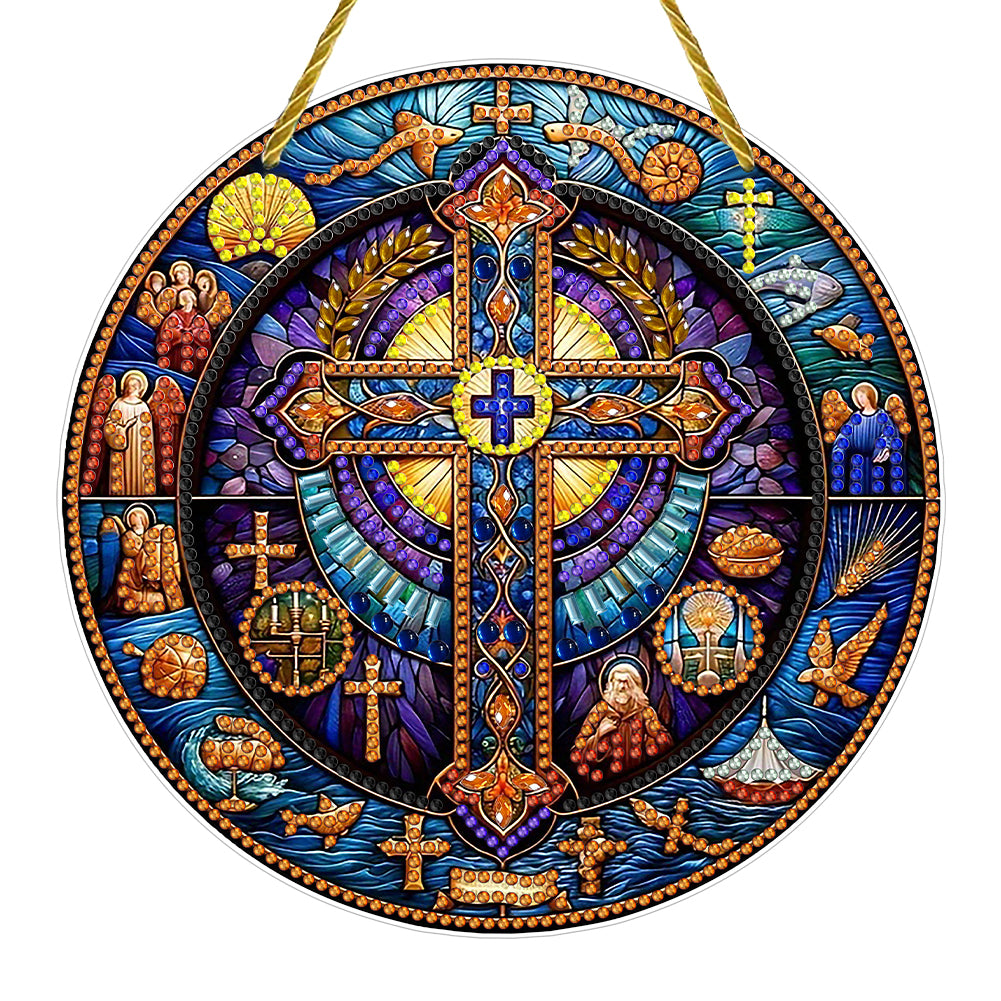 Double Sided Cross Hanging Diamond Art Kits Diamond Painting Hanging Decorations