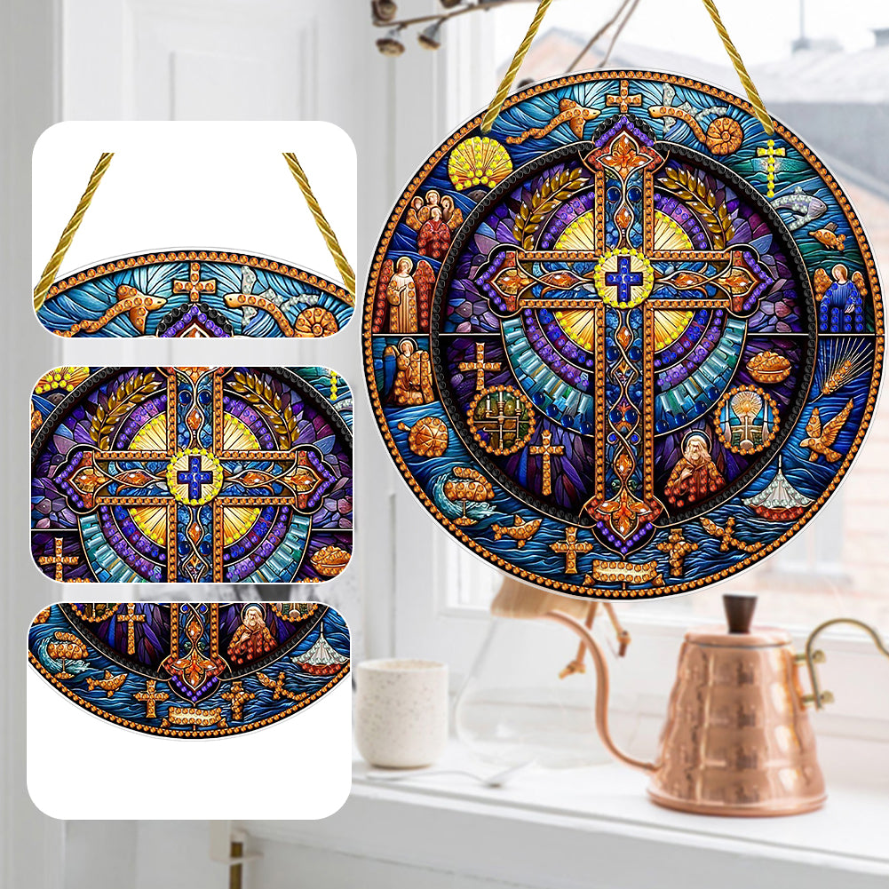 Double Sided Cross Hanging Diamond Art Kits Diamond Painting Hanging Decorations