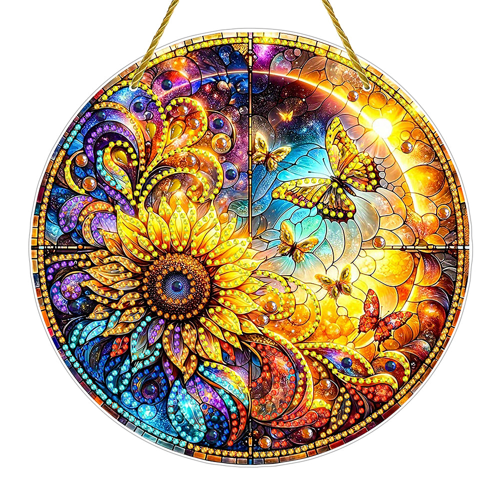 Double Sided Special Shaped Glitter Sunflower 5D DIY Diamond Art Hanging Decor