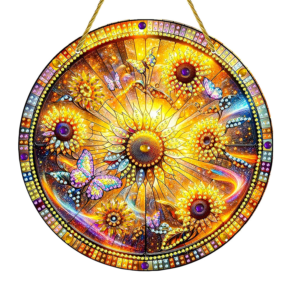 Double Sided Special Shaped Glitter Sunflower 5D DIY Diamond Art Hanging Decor