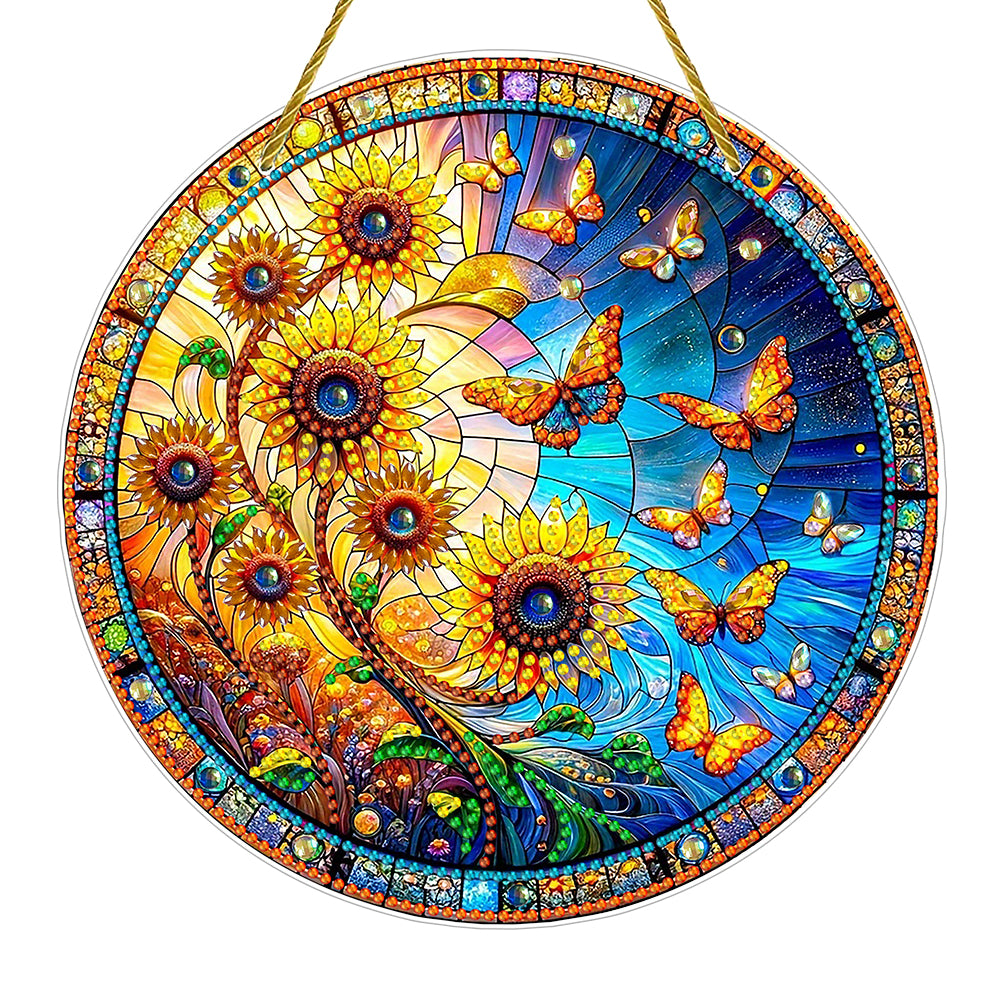 Double Sided Special Shaped Glitter Sunflower 5D DIY Diamond Art Hanging Decor