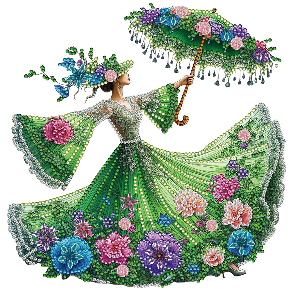 Diamond Painting - Partial Special Shaped - Elegant lady (30*30CM)