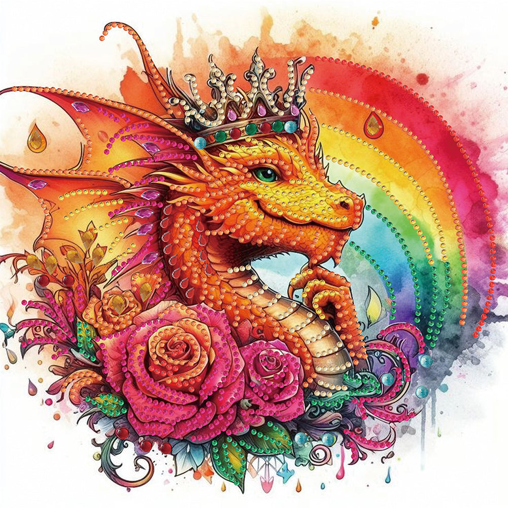 Diamond Painting - Partial Special Shaped - rainbow dragon (30*30CM)