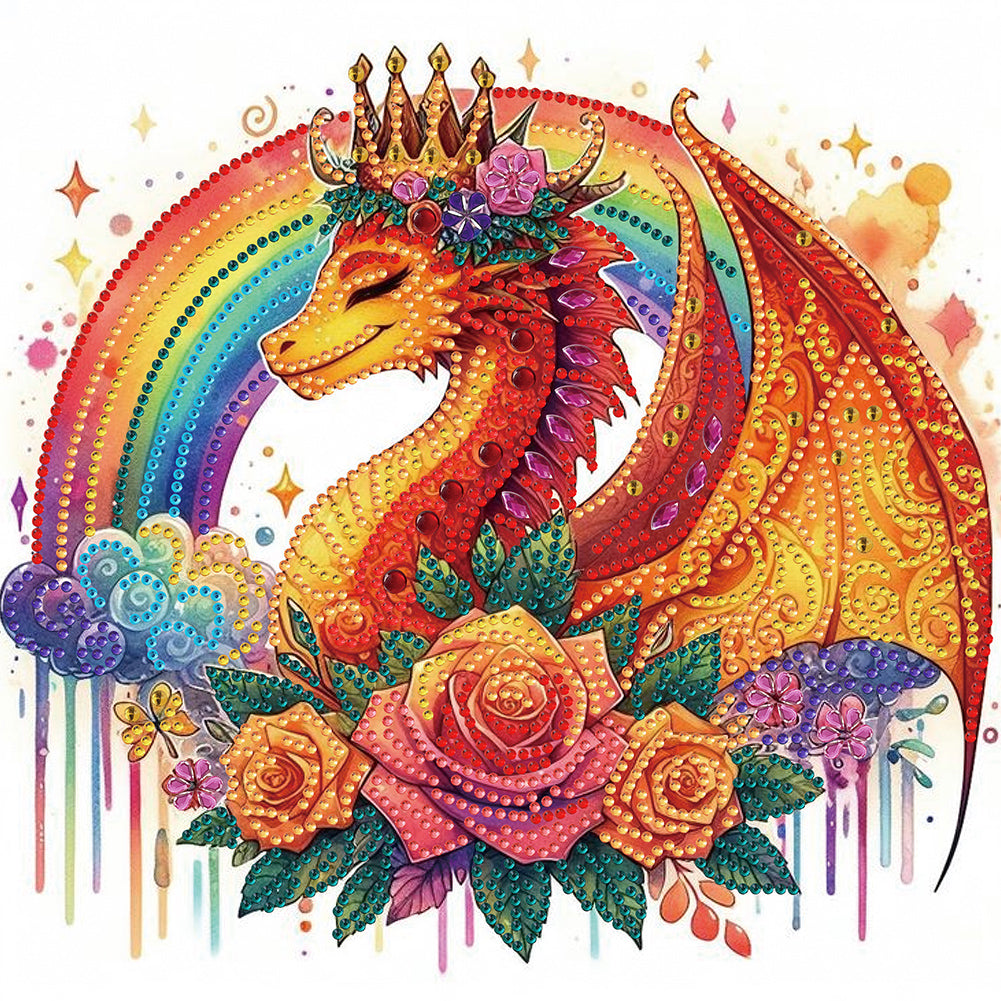 Diamond Painting - Partial Special Shaped - rainbow dragon (30*30CM)