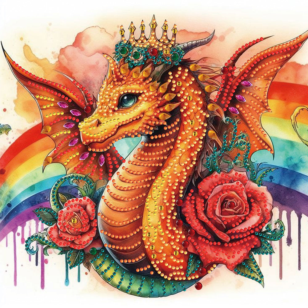 Diamond Painting - Partial Special Shaped - rainbow dragon (30*30CM)