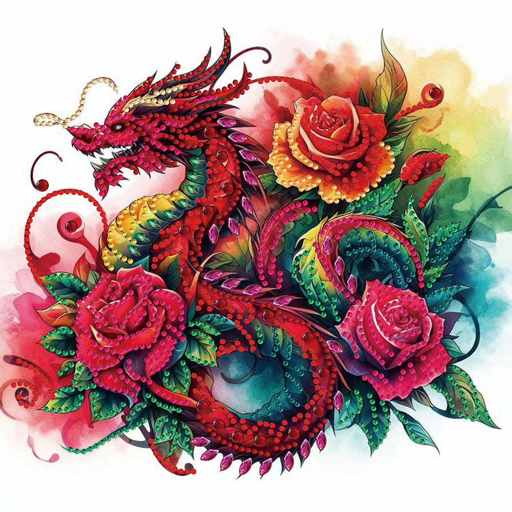 Diamond Painting - Partial Special Shaped - rainbow dragon (30*30CM)