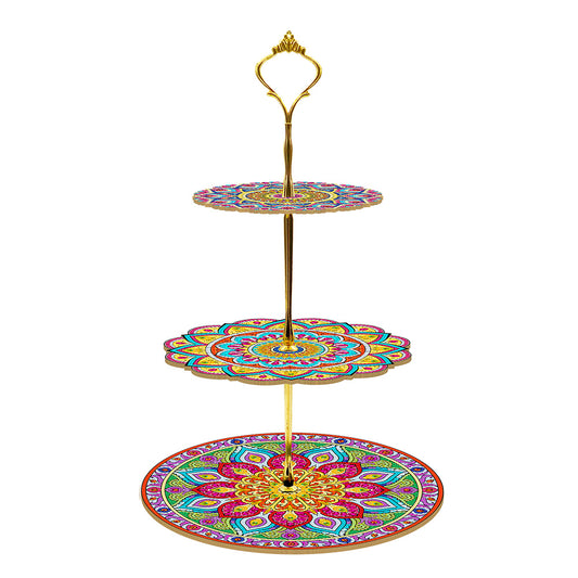 3 Tier Acrylic Vintage Pattern 5D Diamond Painting Food Serving Tray Art Craft
