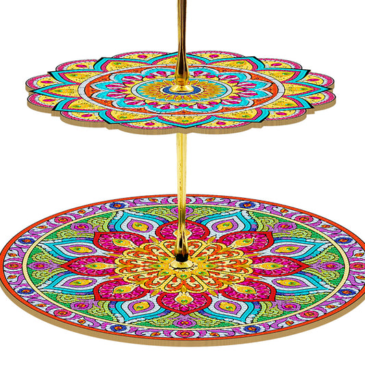3 Tier Acrylic Vintage Pattern 5D Diamond Painting Food Serving Tray Art Craft