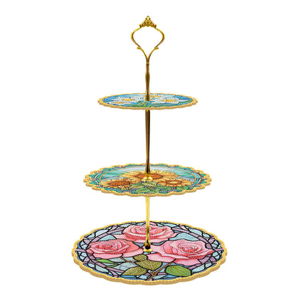 3 Tier Acrylic Vintage Pattern 5D Diamond Painting Food Serving Tray Art Craft