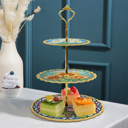 3 Tier Acrylic Vintage Pattern 5D Diamond Painting Food Serving Tray Art Craft
