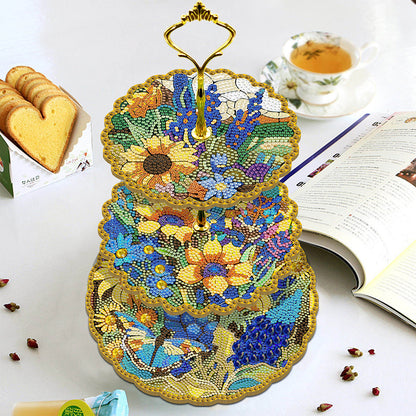 3 Tier Acrylic Vintage Pattern 5D Diamond Painting Food Serving Tray Art Craft